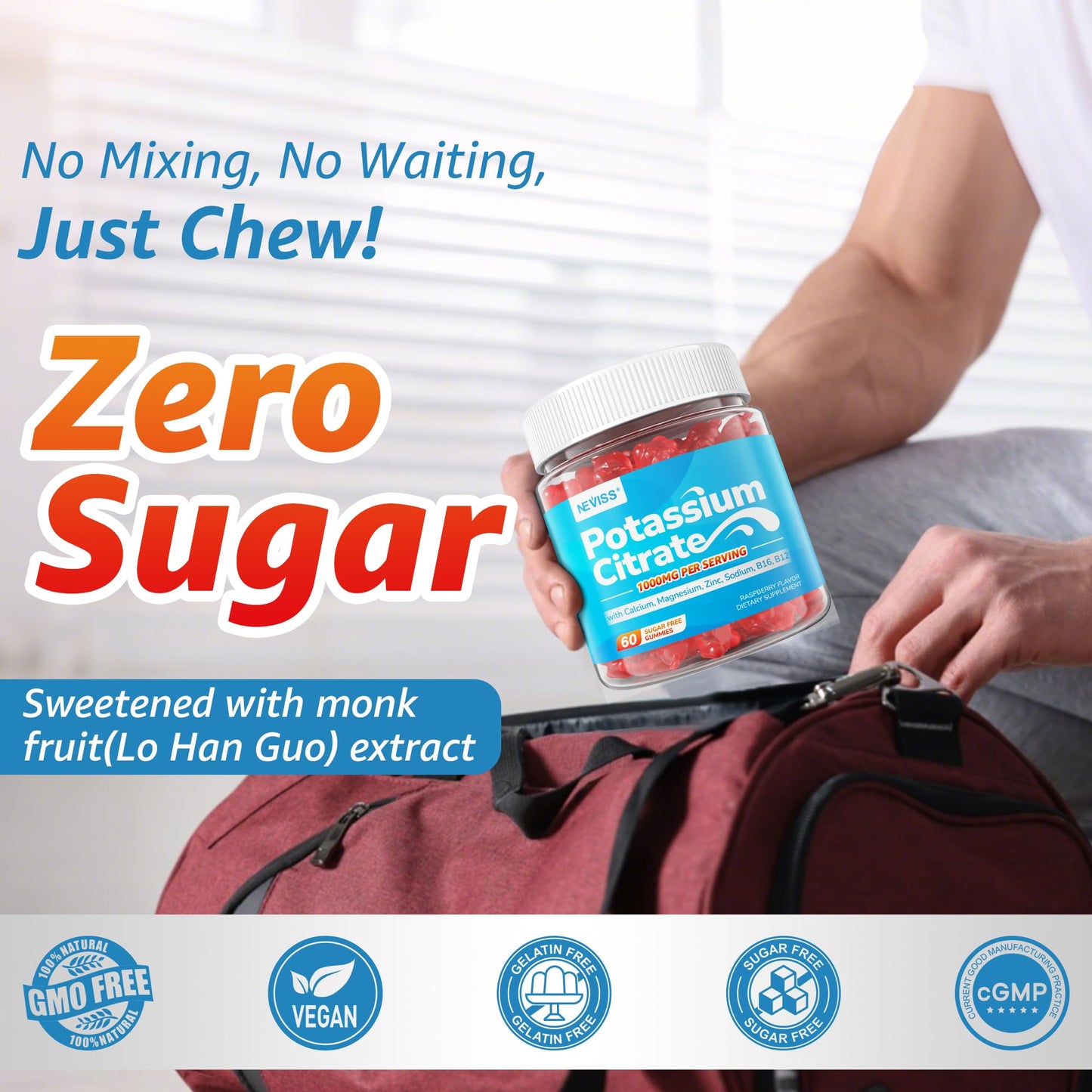 Potassium Citrate 1000mg Gummies – Sugar Free Electrolyte Support