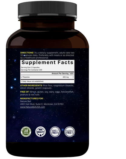 Double Strength L-Theanine 400mg - 400 Capsules | Calm & Focus