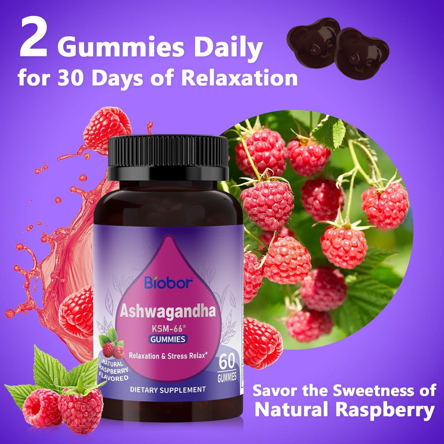 Biobor Ashwagandha Gummies – KSM-66 & Vitamin D3 for Stress & Immunity