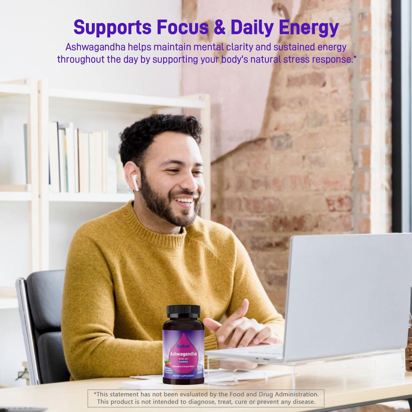 Biobor Ashwagandha Gummies – KSM-66 & Vitamin D3 for Stress & Immunity