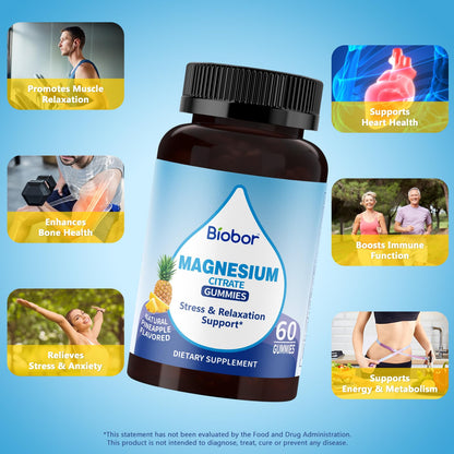 Biobor Potassium Magnesium Gummies – Pineapple, 120 Count, Electrolyte Balance, Gluten Free
