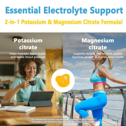 Biobor Potassium Magnesium Gummies - Electrolyte Balance, D3 & B6 (Pineapple, 60 Count)