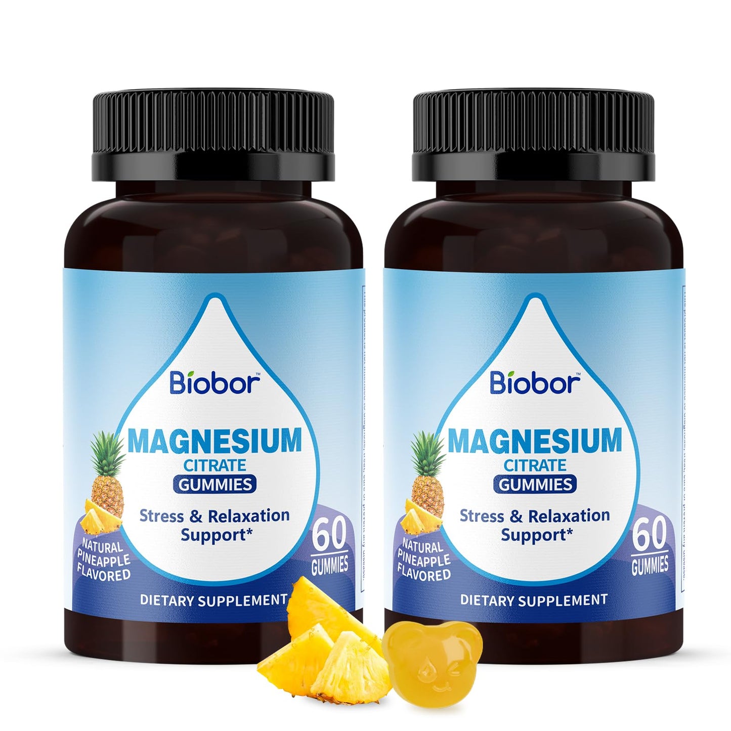 Biobor Potassium Magnesium Gummies – Pineapple, 120 Count, Electrolyte Balance, Gluten Free