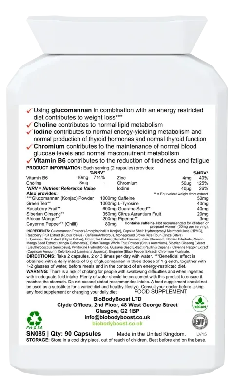 BioBurn Raspberry Ketone & Green Tea Capsules | With Guarana UK Fashionfitz