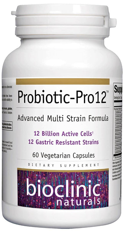 Bioclinic Naturals Probiotic-Pro 12 - 60 vcaps | 12 Billion CFU, 12 Strains
