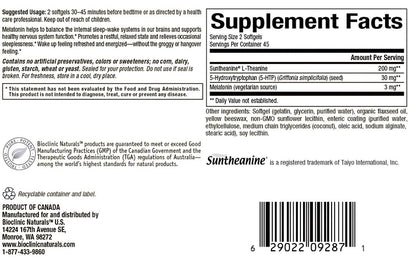 Bioclinic Naturals Somno-Pro: 90 Gels with Melatonin, 5-HTP & L-Theanine