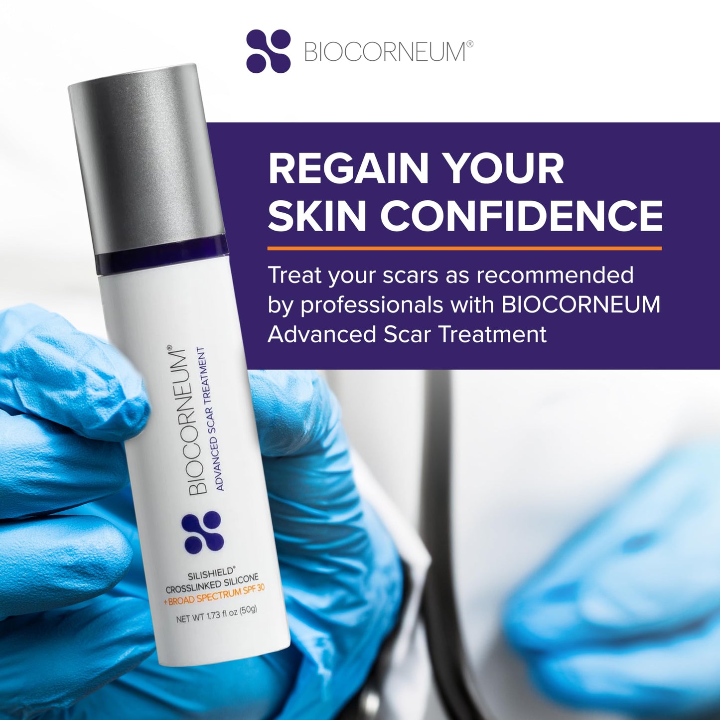 Biocorneum Advanced Scar Treatment with Silishield and SPF 30 – Fast-Drying Silicone Gel, Surgeon-Recommended for New and Old Scars