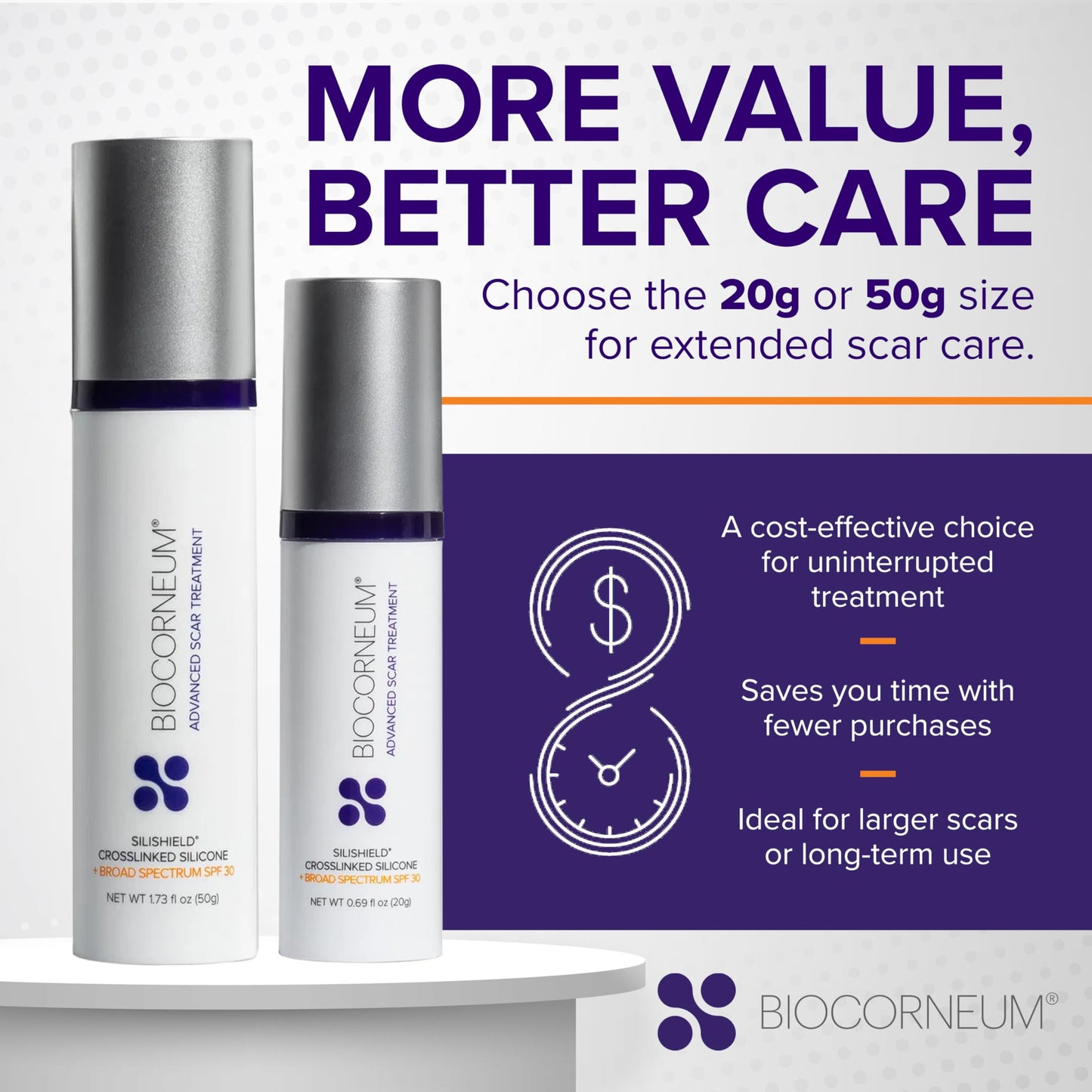 BIOCORNEUM Advanced Scar Treatment with Silishield SPF 30 (50g) – Surgeon-Recommended Silicone Scar Gel