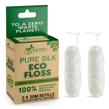 Biodegradable Mint Dental Floss - 2x Refillable, Organic, Zero Waste