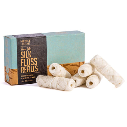 Biodegradable Silk Dental Floss Refill - Six Pack (6 x 33 Yards) | Peace Silk, Mint