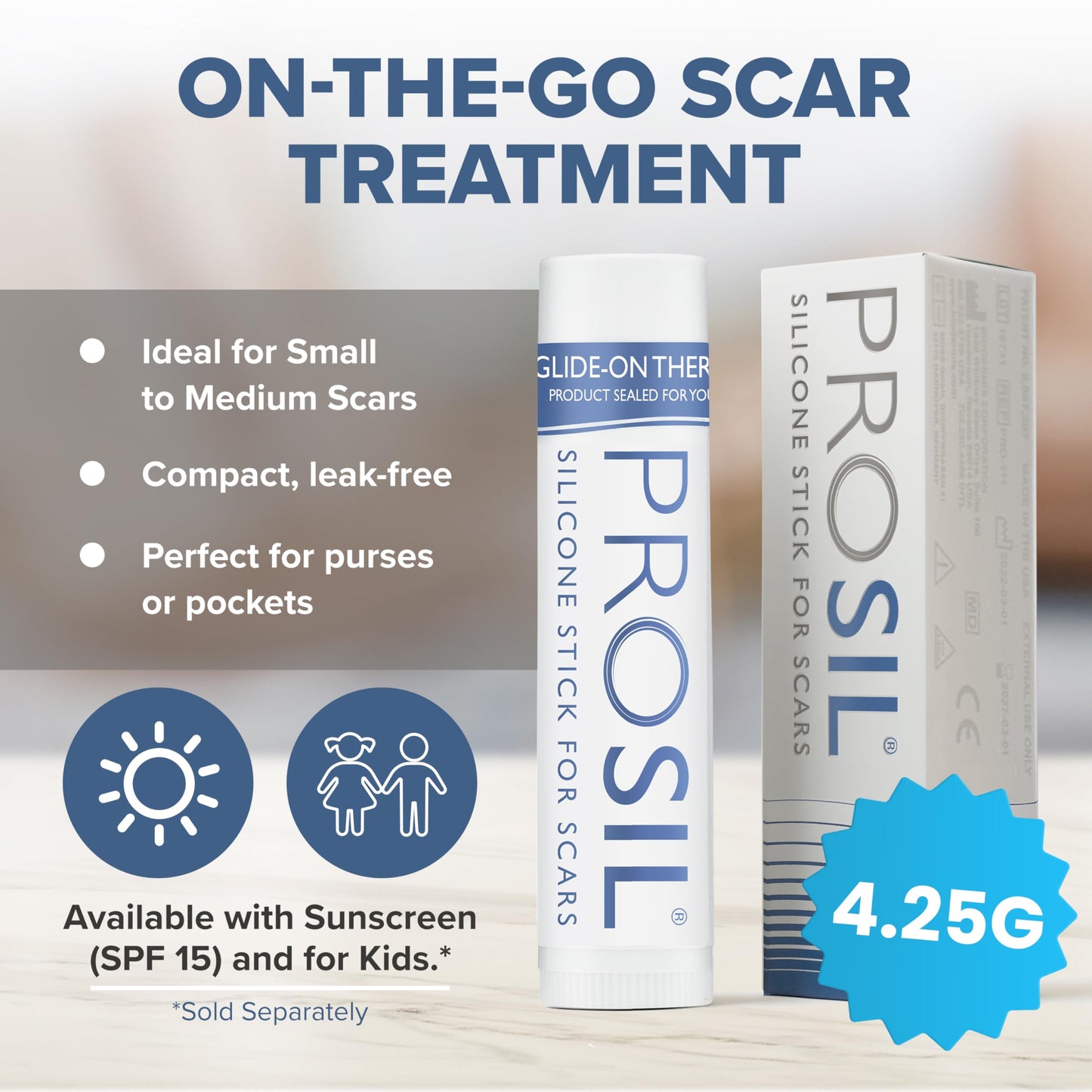 BIODERMIS PROSIL Silicone Scar Stick 4.25g | Glide-On, Mess-Free Scar Care