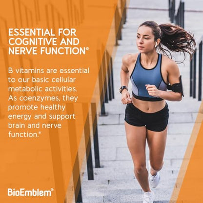 BioEmblem Vitamin B-Complex – All 8 Active Forms | Methylfolate, Methyl B12, B6, Biotin + Choline & Inositol | 90 Capsules