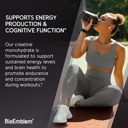 BioEmblem Creatine Monohydrate Powder – 5000mg per Serving, Micronized & Unflavored (60 Servings)