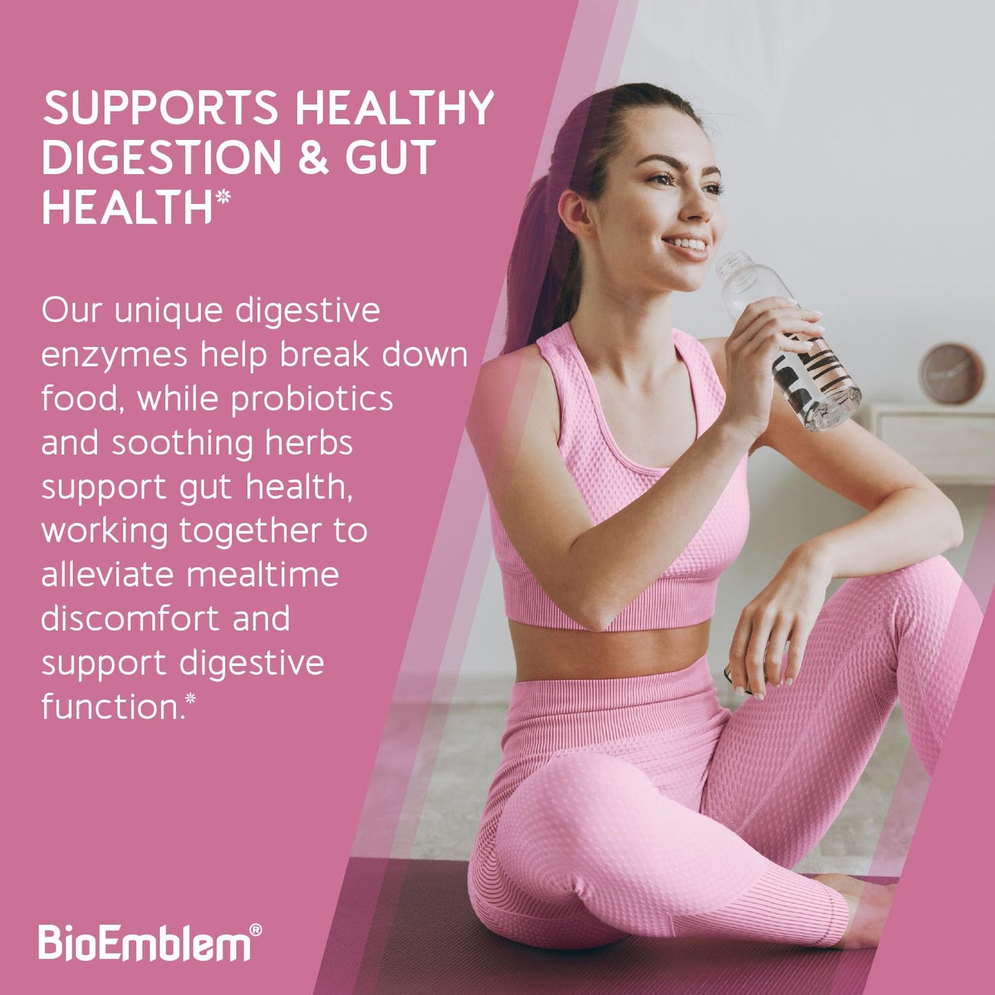 BioEmblem Digestive Enzymes with Probiotics – 10 Enzymes, 1B CFU, 60 Veggie Capsules | Non-GMO