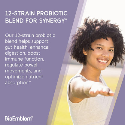 BioEmblem Digestive Enzymes with Probiotics – 10 Enzymes, 1B CFU, 60 Veggie Capsules | Non-GMO