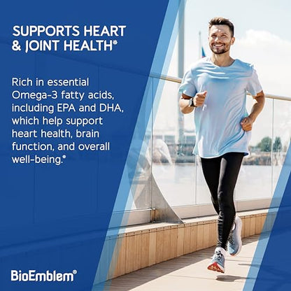 BioEmblem Omega-3 Fish Oil 2000mg – Small Softgels, High Absorption, 120 Ct