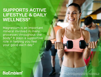 BioEmblem Triple Magnesium Complex - 300mg Mg Glycinate, Malate & Citrate | Vegan, Non-GMO | 90 Capsules