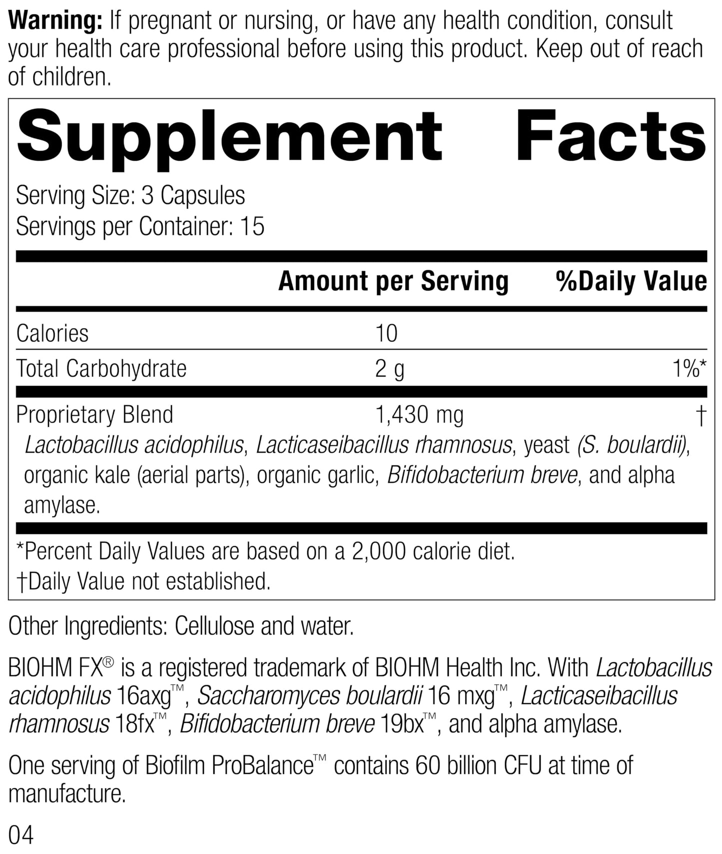 Standard Process Biofilm ProBalance - Digestive Probiotics for Gut Health (45 Capsules, 15 Servings)