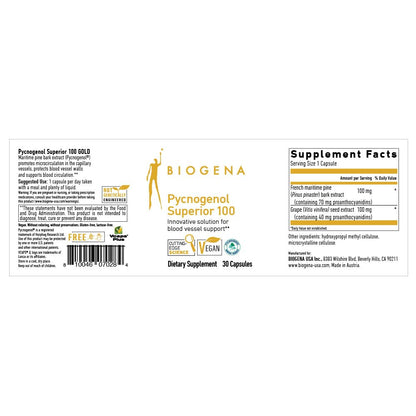 Biogena Pycnogenol 100 mg Gold – Pine Bark Extract for Blood Circulation