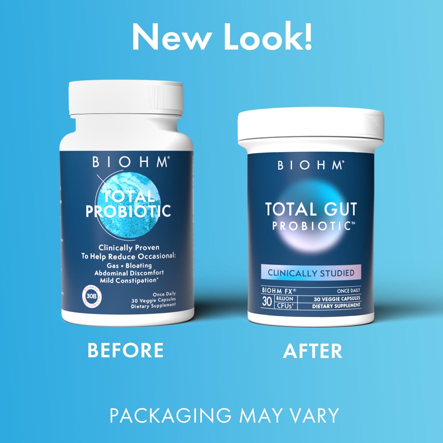 BIOHM Total Probiotic - 30 Billion CFU Daily Probiotics for Women & Men (30 Count) | Supports Digestion & Total Gut Health | Non-GMO, Vegan