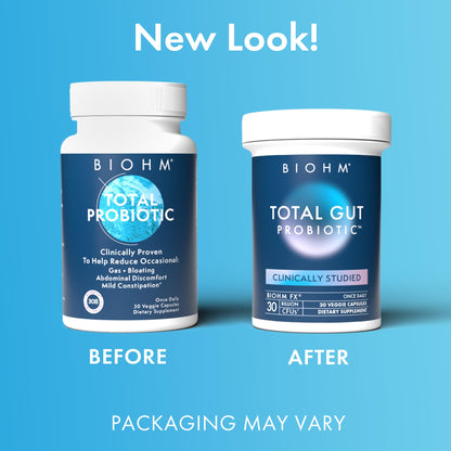BIOHM Total Probiotic - 30 Billion CFU Daily Probiotics for Women & Men (30 Count) | Supports Digestion & Total Gut Health | Non-GMO, Vegan