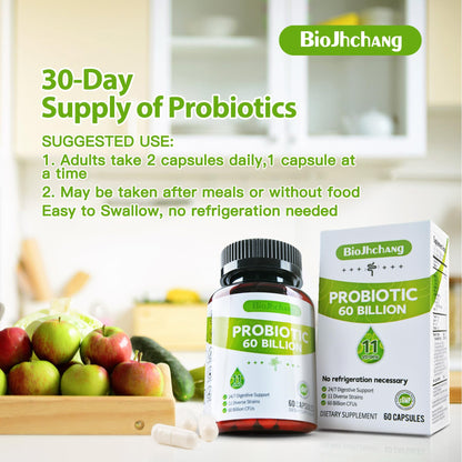 BioJhchang Probiotics 60B CFUs | 11 Strains for Immune & Digestive Health