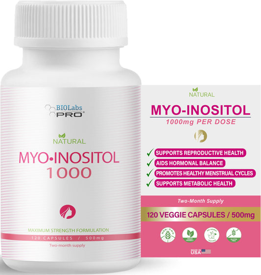 BIOLABS PRO Myo-Inositol 1000mg – 120 Caps (2-Month Supply) – Non-GMO, Gluten-Free, Kosher BritishVita | Premium UK Vitamins & Wellness Supplements