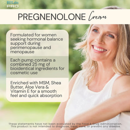 BIOLABS PRO Pregnenolone Cream 2.5% – All-Natural Bioidentical, 3oz Unscented, Two-Month Supply