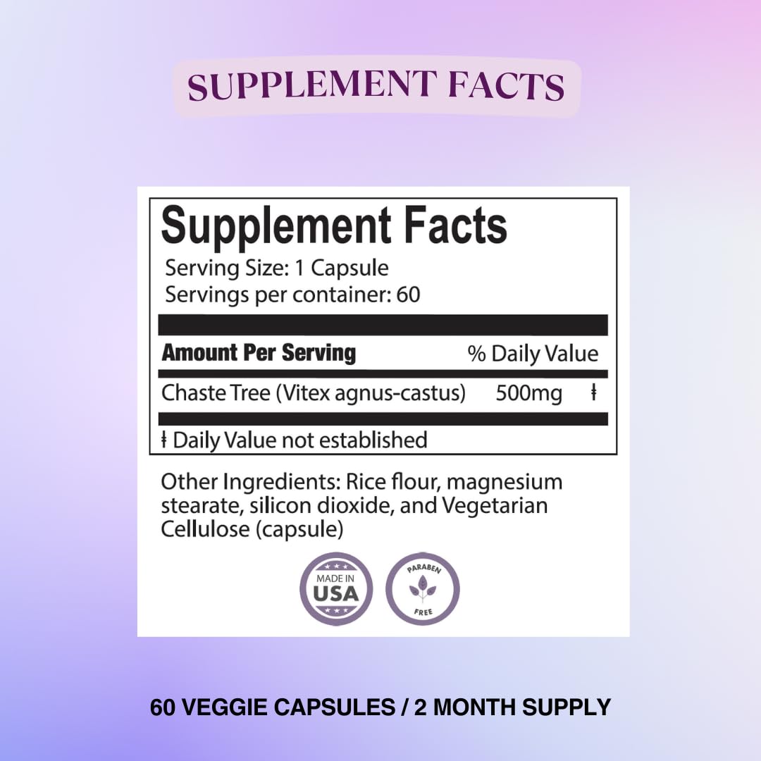 BIOLABS PRO Vitex Chasteberry 500mg - 60 Vegan Capsules for Hormonal Balance | Made in USA