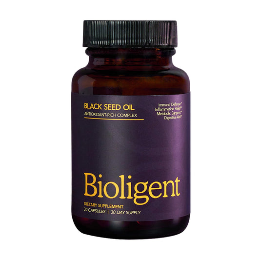 BIOLIGENT Black Seed Oil Capsules, Cold-Pressed with Thymoquin, Plant-Based Wellness for Digestion, Energy & Daily Balance, Non-GMO, Gluten Free, 30 Capsules, 30 Day Supply BritishVita | Premium UK Vitamins & Wellness Supplements