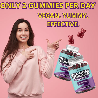 Biolore Sea Moss Gummies with Elderberry - Vegan Gummies for All Ages (60pcs)
