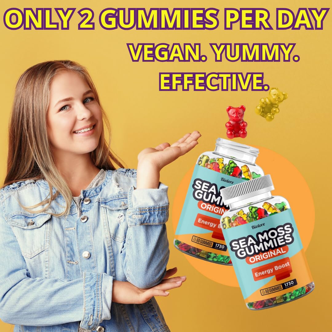 Biolore Sea Moss Gummies - Vegan 3-in-1 with Bladderwrack & Burdock, 60pcs