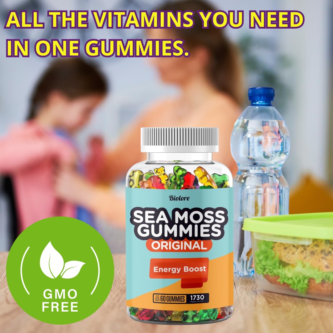 Biolore Sea Moss Gummies - Vegan 3-in-1 with Bladderwrack & Burdock, 60pcs