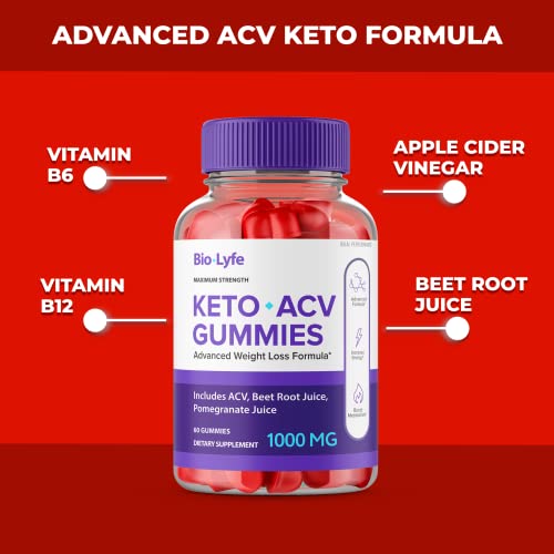 Biolyfe Keto + Gummies | ACV Keto Supplement Gummies – Maximum Strength (3 Pack) | All Natural Formula