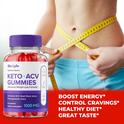 Biolyfe Keto + Gummies | ACV Keto Supplement Gummies – Maximum Strength (3 Pack) | All Natural Formula