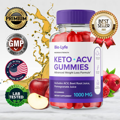 Biolyfe Keto + Gummies ACV – Maximum Strength Keto Supplement Gummies (5 Pack)