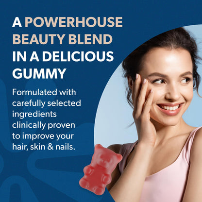 BIOMA Hair, Skin & Nails Gummies – Biotin, Collagen, Zinc, Vitamin C & D – Gluten-Free, 180 Gummies