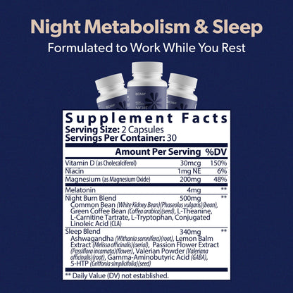 BIOMA Night Metabolism & Sleep – Supports Metabolism, Sleep & Digestive Health | 60 Capsules