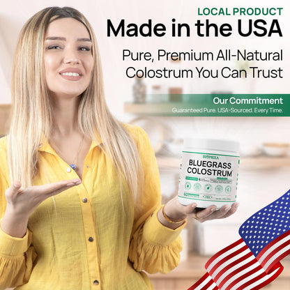 Bovine Colostrum Supplement – 100% Pure, Grass-Fed, Unflavored (60 Servings) | Made in USA