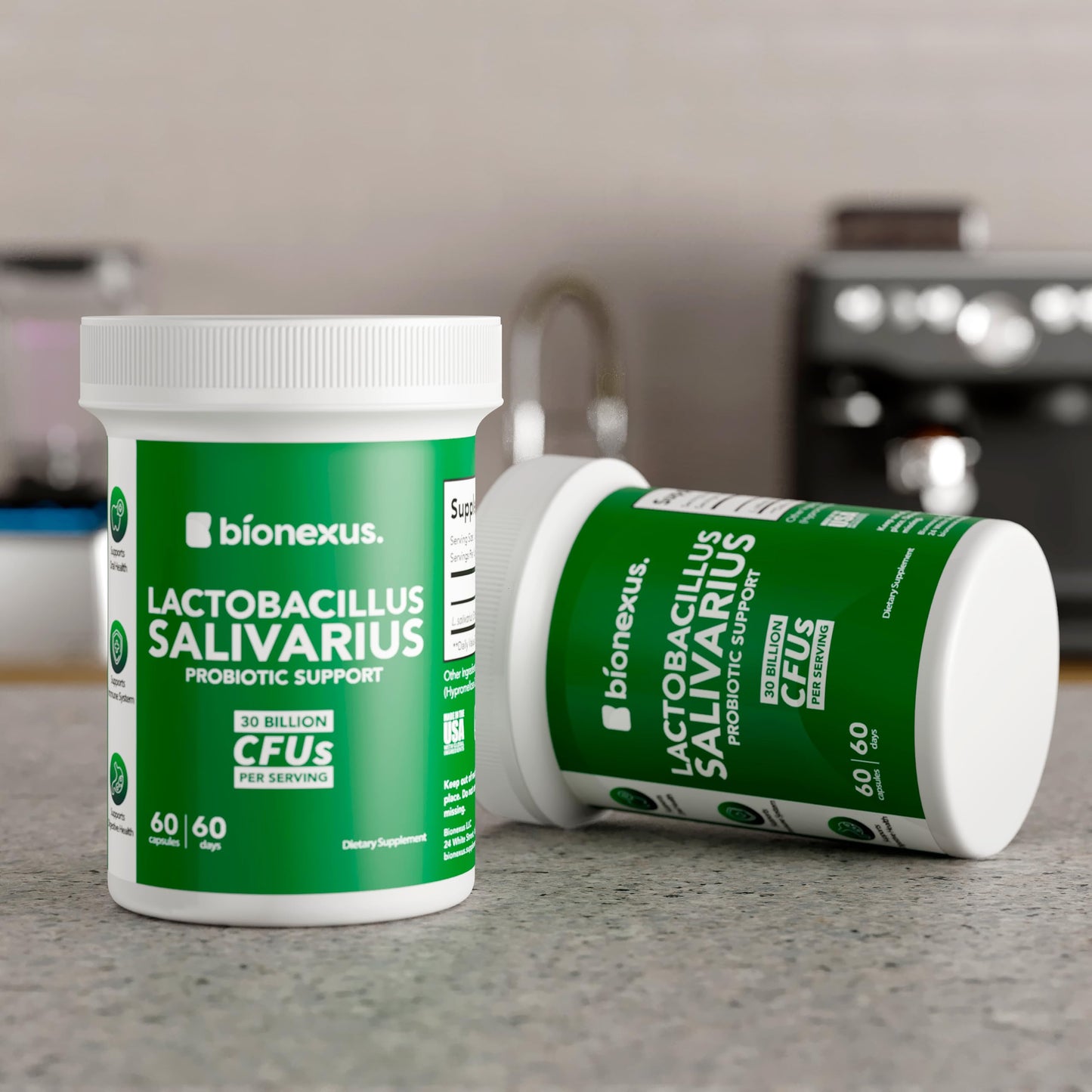 Bionexus™ Lactobacillus Salivarius Probiotic – 60-Count, 30B CFU | Made in USA | Delayed-Release DRcaps