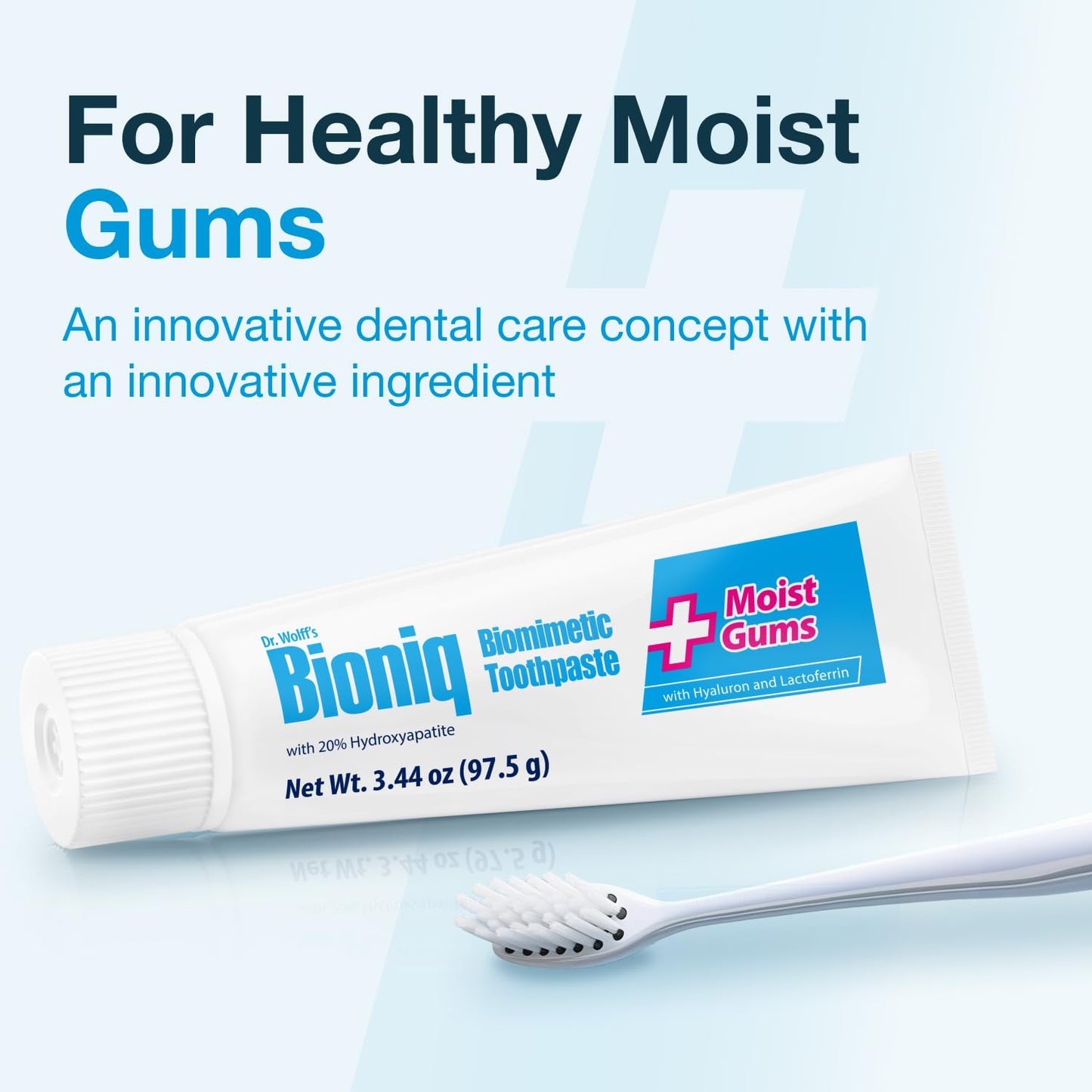 Bioniq Moist Gum Toothpaste — 20% Hydroxyapatite, Fluoride Free, Mint, 3.44 oz