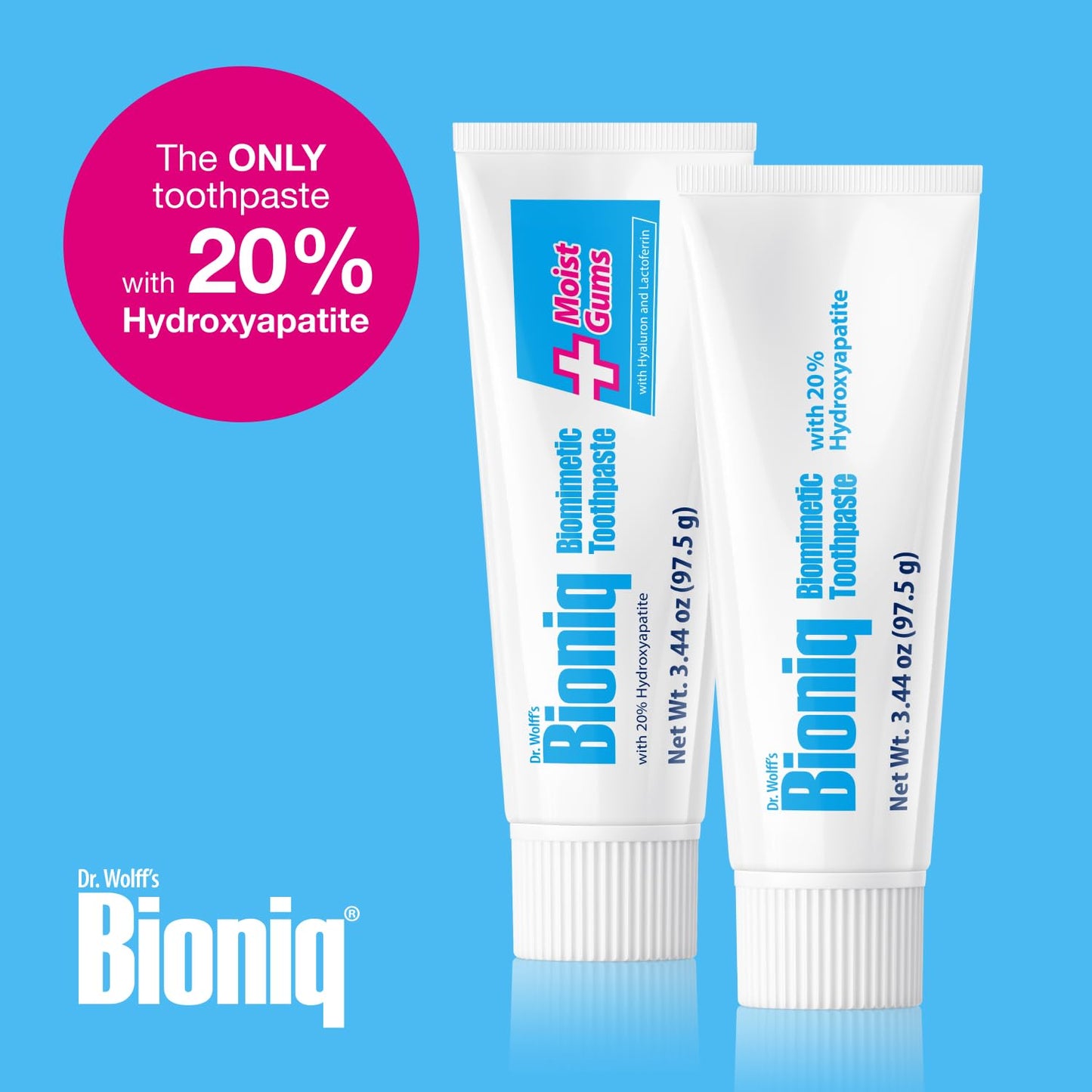 Bioniq Moist Gum Toothpaste — 20% Hydroxyapatite, Fluoride Free, Mint, 3.44 oz