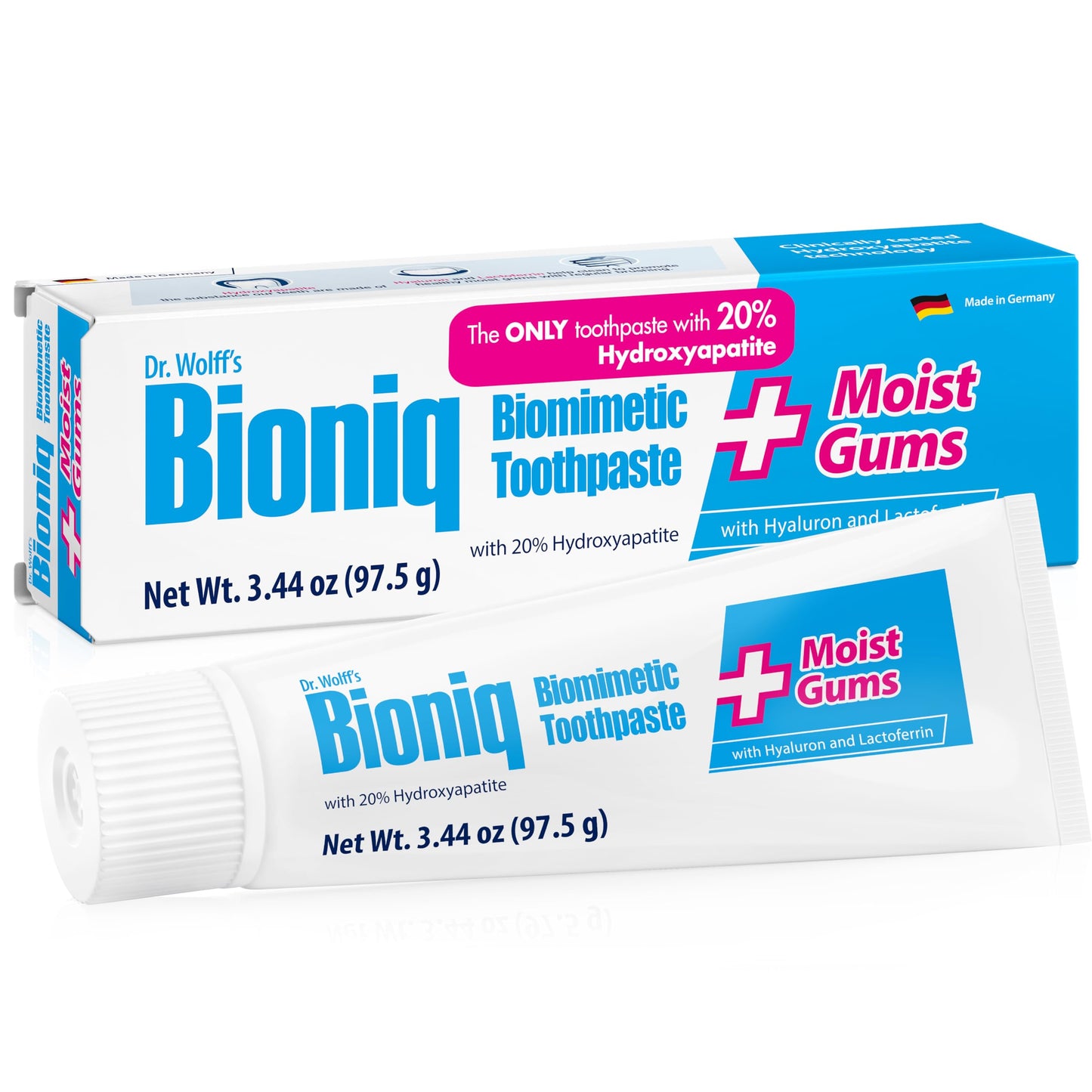 Bioniq Moist Gum Toothpaste — 20% Hydroxyapatite, Fluoride Free, Mint, 3.44 oz