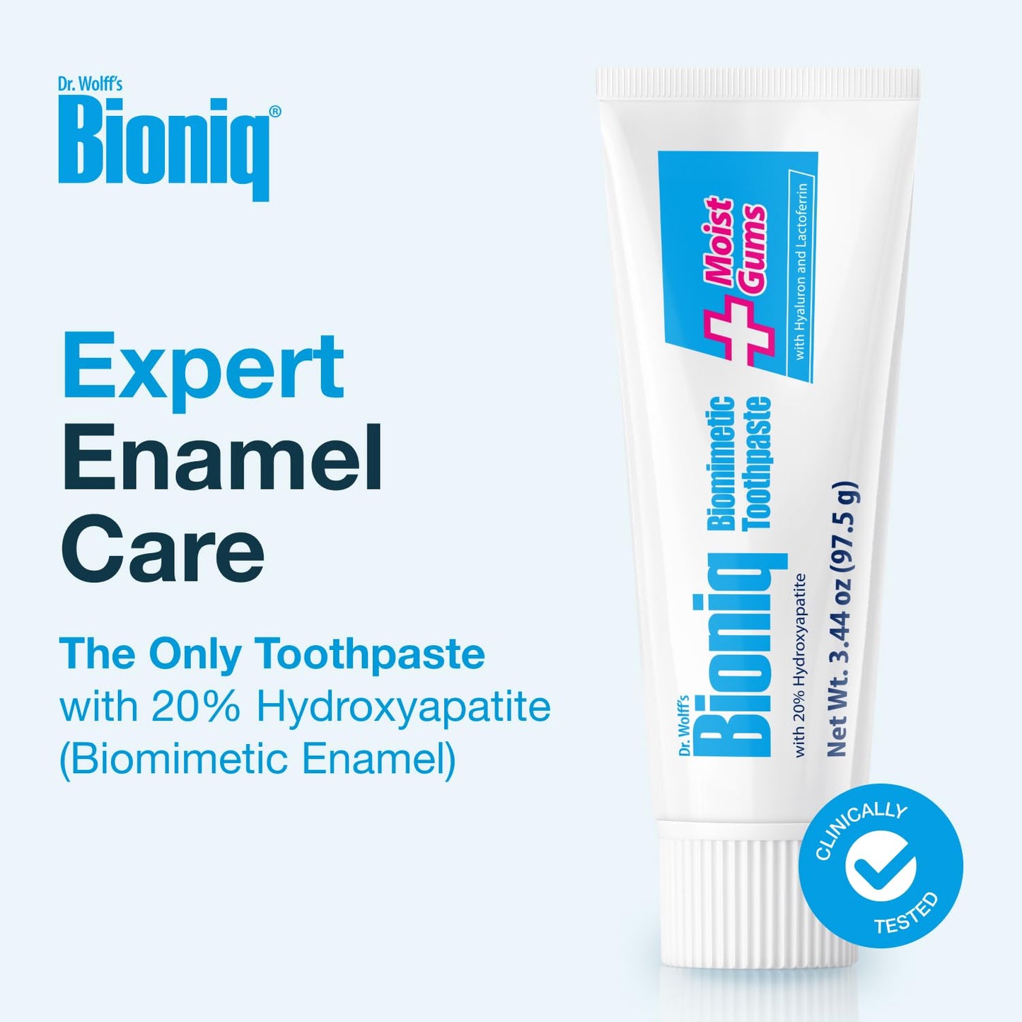Bioniq Moist Gum Toothpaste — 20% Hydroxyapatite, Fluoride Free, Mint, 3.44 oz