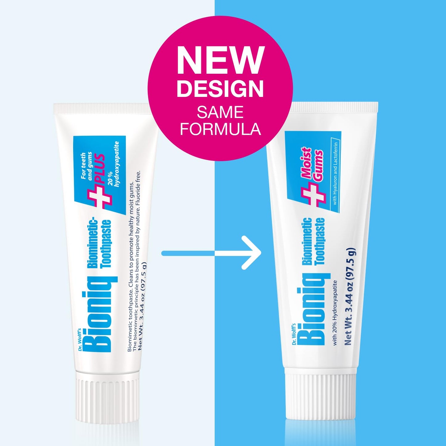 Bioniq Moist Gum Toothpaste — 20% Hydroxyapatite, Fluoride Free, Mint, 3.44 oz