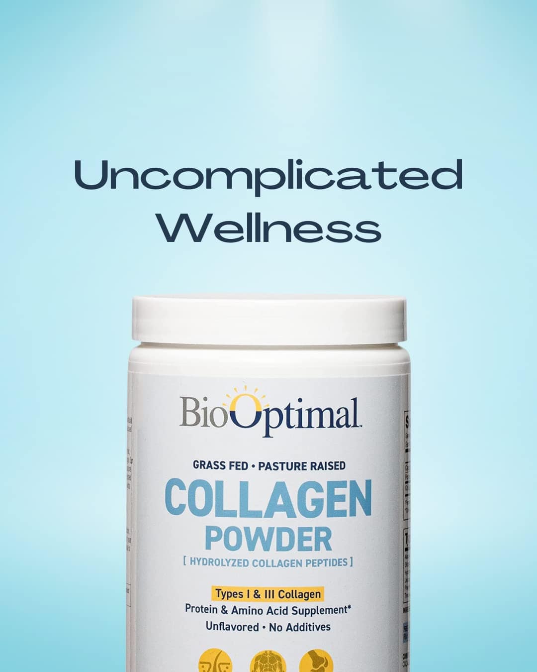 BioOptimal Collagen Peptides Powder – Grass-Fed, Pasture-Raised Hydrolyzed Protein Supplement for Skin, Hair & Nails – Non-GMO, Zero Sugar | 30 Servings