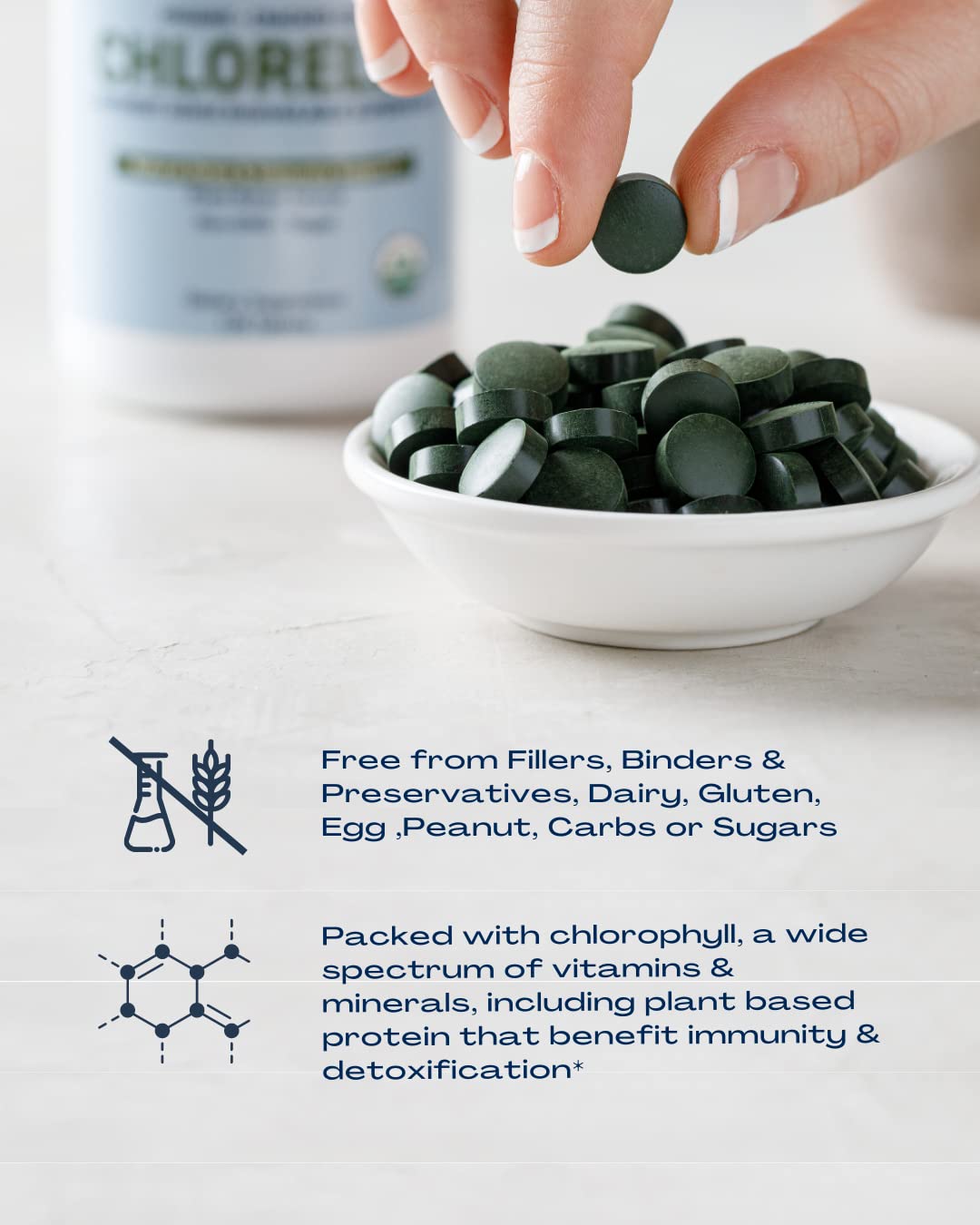 BioOptimal Organic Chlorella Tablets - 500mg, 120 Tablets | Organic & Non-GMO
