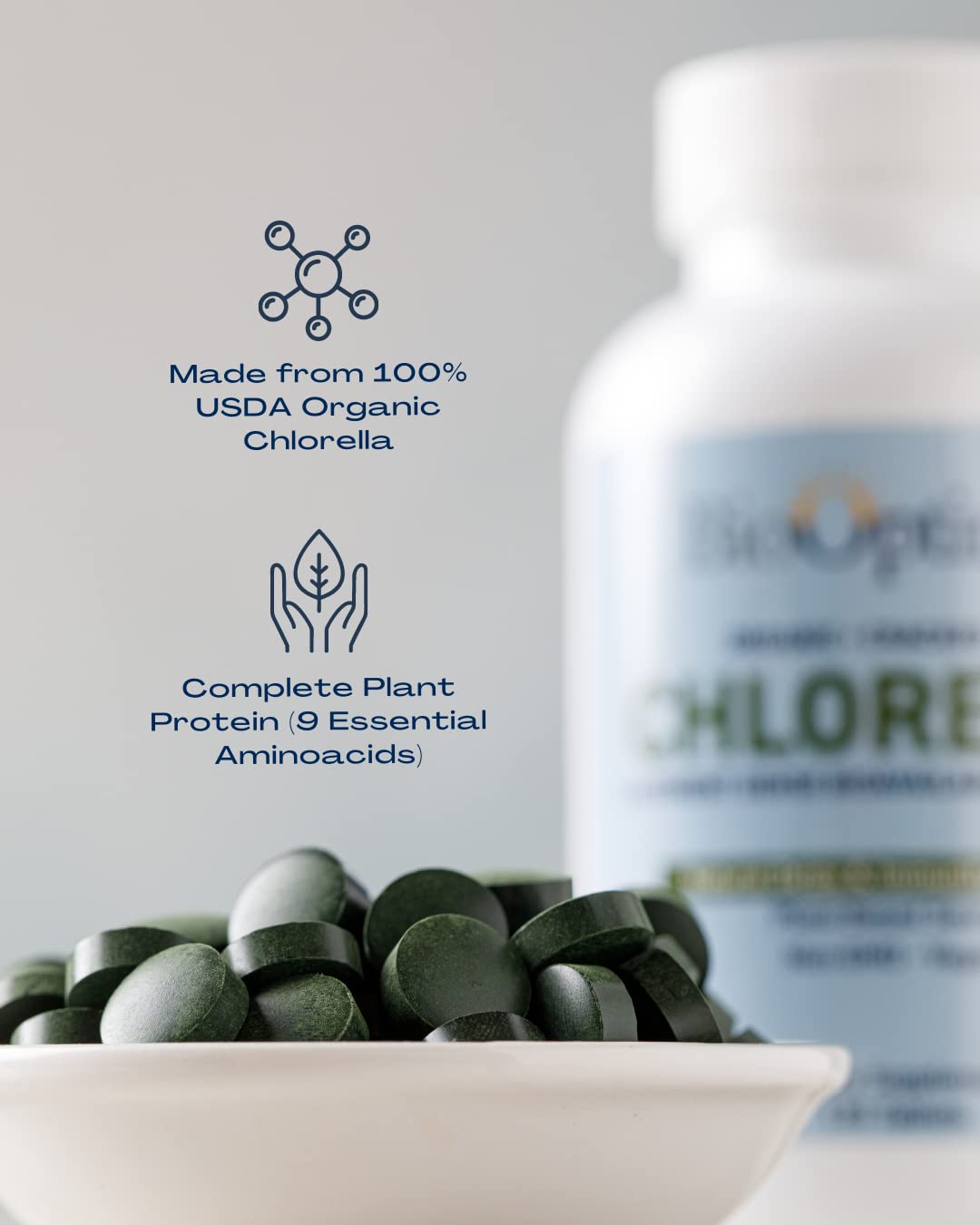 BioOptimal Organic Chlorella Tablets - 500mg, 120 Tablets | Organic & Non-GMO