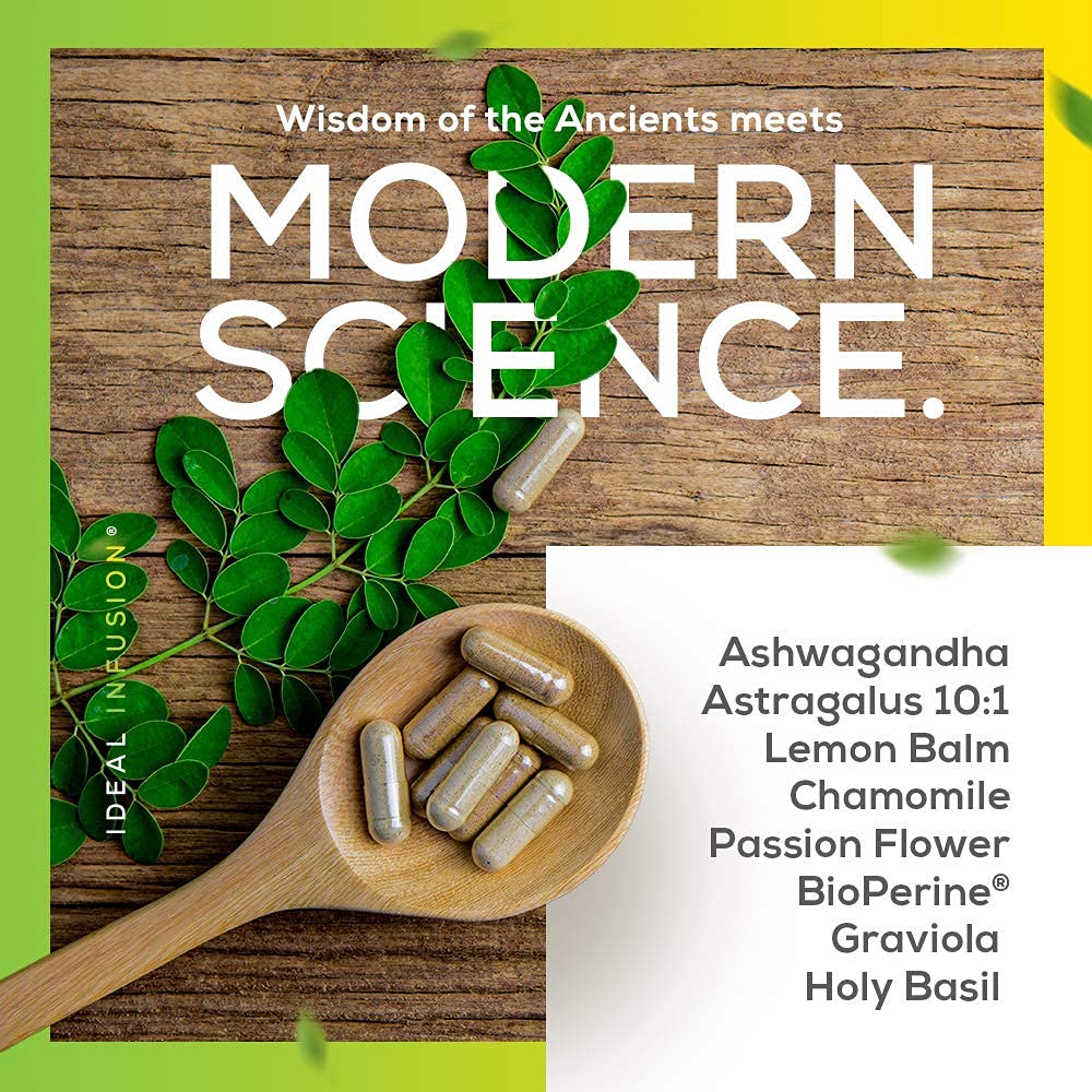 Cortisol Blocker & Mood Support – 60 Servings (Vegan) | Astragalus, Ashwagandha & Passion Flower