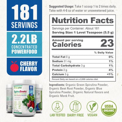 Biophix SpiruBeets 2.2 lb – Spirulina Beet Root Protein-Rich Superfood